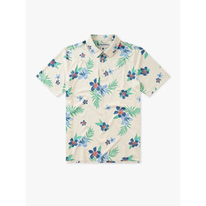 NEW Chubbies Polo Shirt Mens XL Performance Stretch Golf Ivory Hawaiian Print